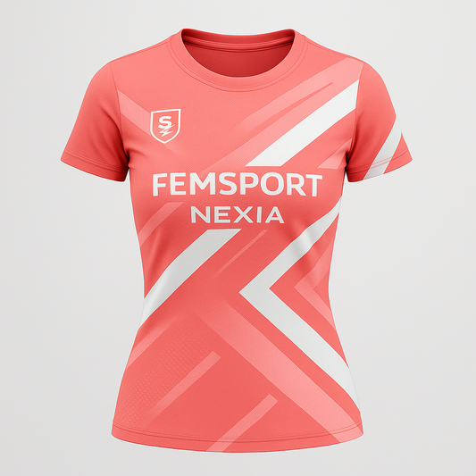 Camiseta deportiva personalizada para mujer FEMSPORT NEXIA en color coral – SIRSBRAND
