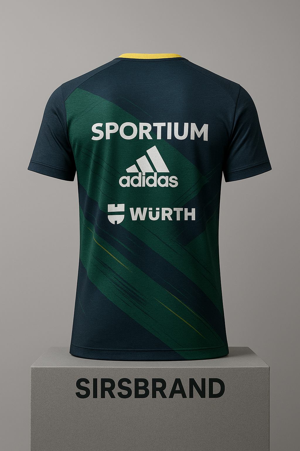 “Camiseta de pádel verde esmeralda para hombre de SIRSBRAND con patrocinadores HUBER, RENAULT y FINSA – vista frontal”