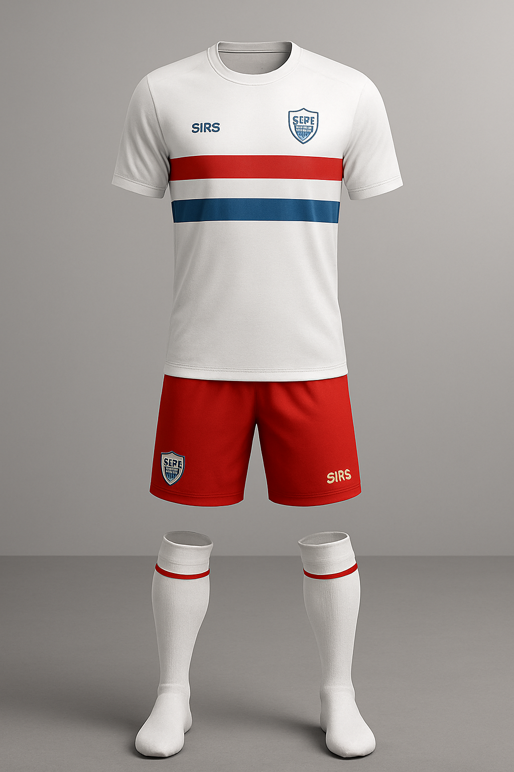 SIRSBRAND- Blanco con Franjas Rojo/Azul