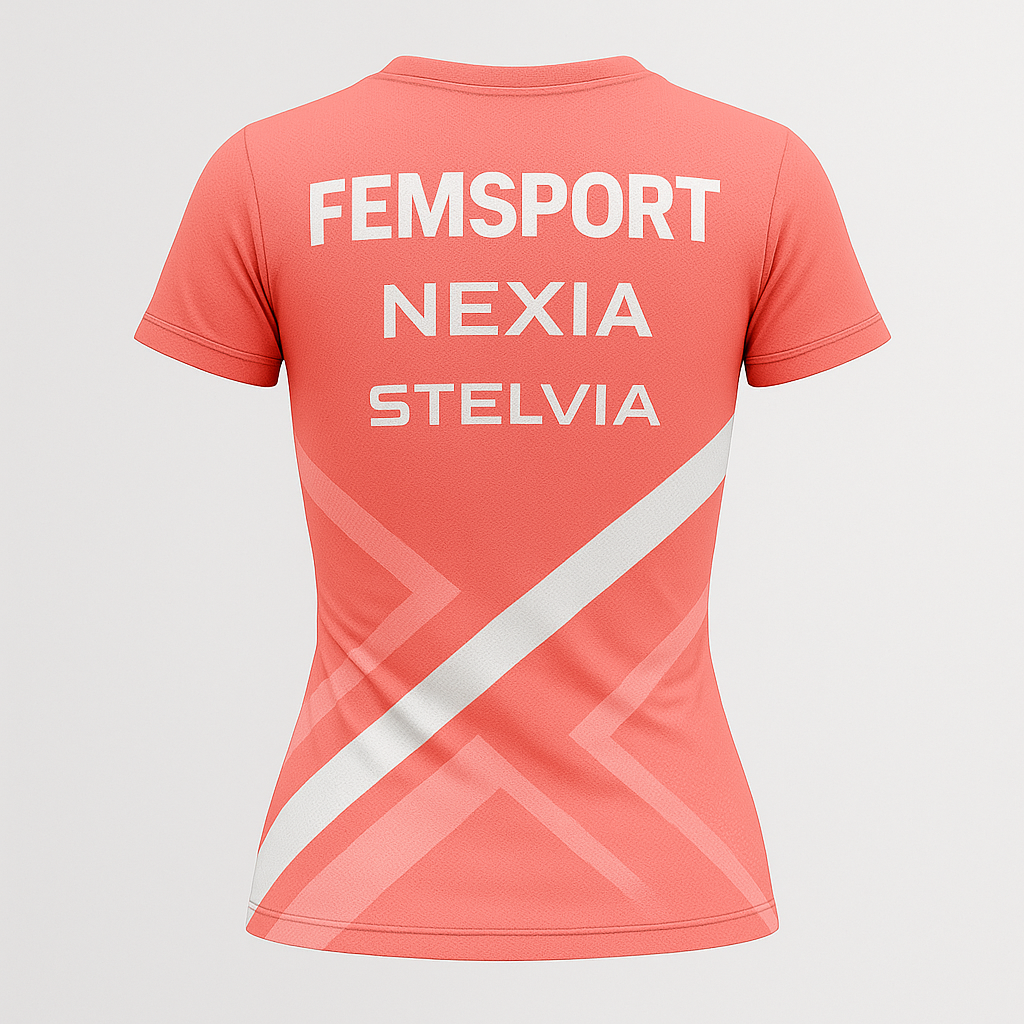 Camiseta deportiva personalizada para mujer FEMSPORT NEXIA en color coral – SIRSBRAND
