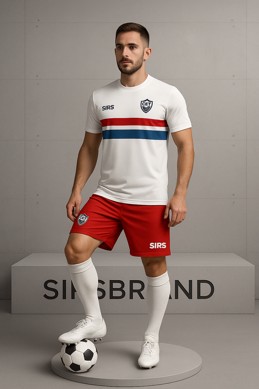 SIRSBRAND- Blanco con Franjas Rojo/Azul